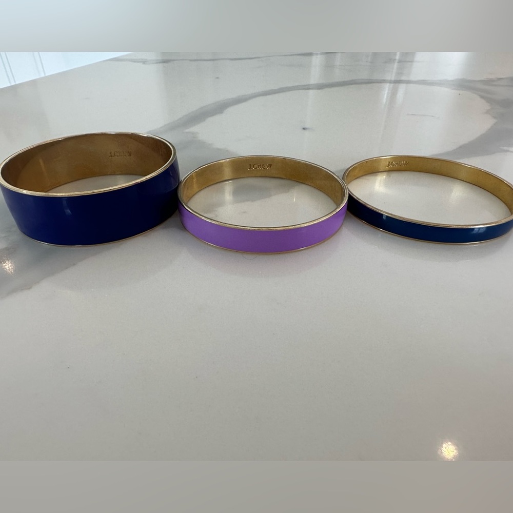 J. Crew enamel bangle trio. 3 different widths and 3 different color.